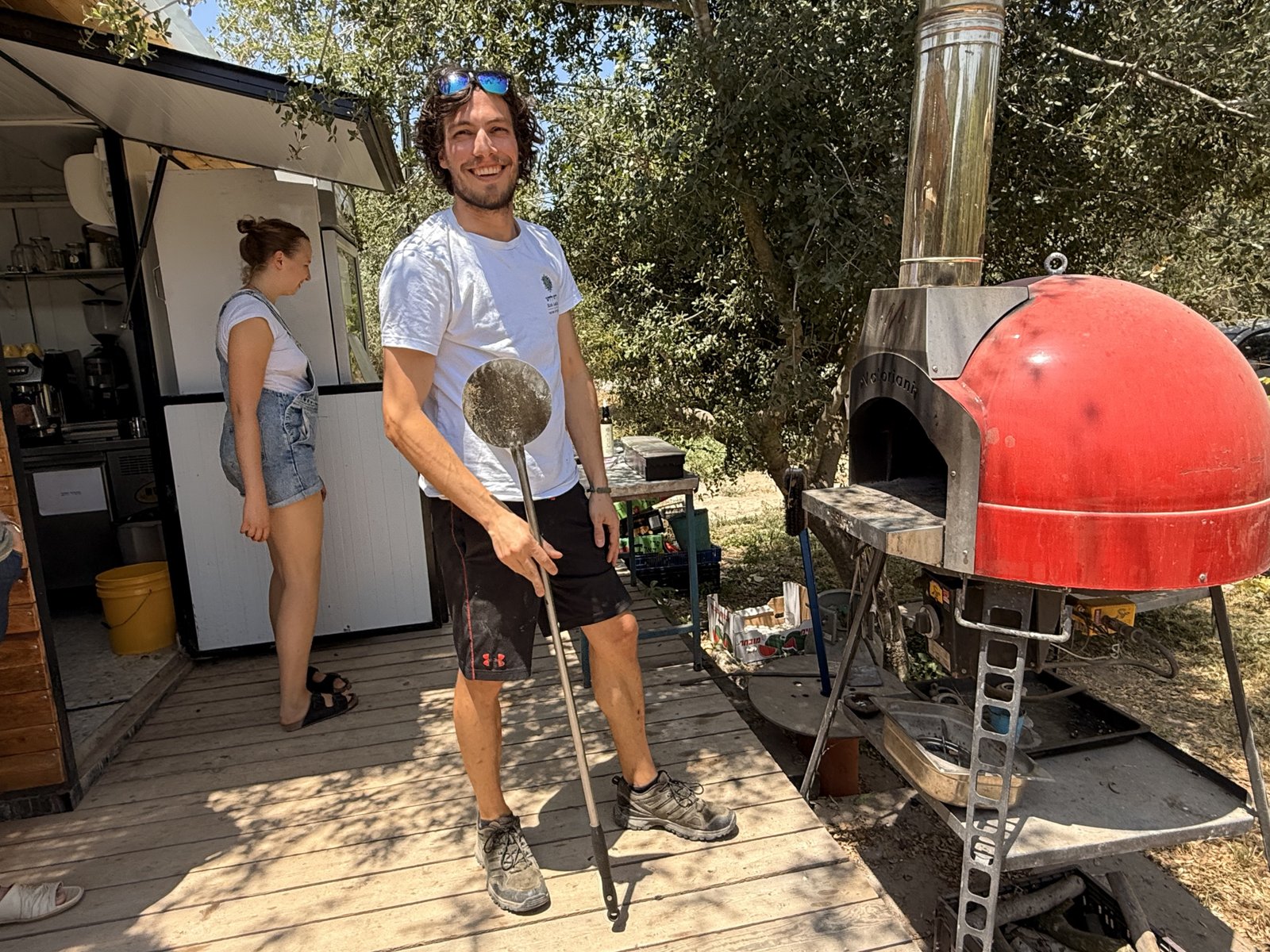 Making pizza at the food truck in Tsipori, northern Israel